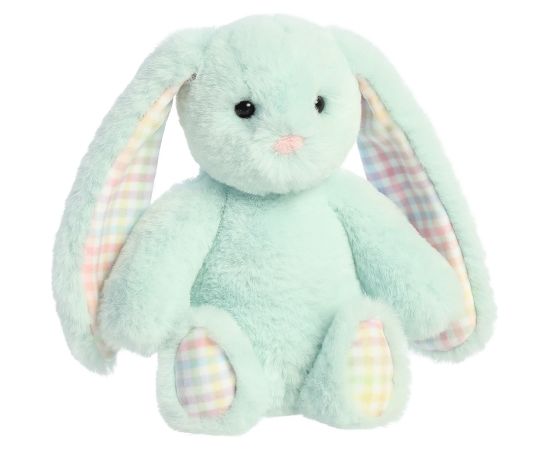 AURORA Rainbow Gingham Bunnies Plīša piparmētru zaļš  trusis, 18 cm