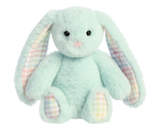 AURORA Rainbow Gingham Bunnies Plīša piparmētru zaļš  trusis, 18 cm