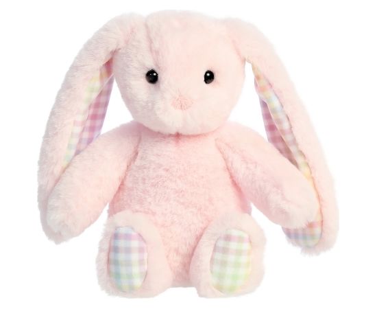 AURORA Rainbow Gingham Bunnies Plīša rozā trusis, 18 cm