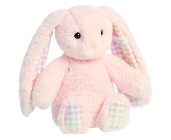 AURORA Rainbow Gingham Bunnies Plīša rozā trusis, 18 cm