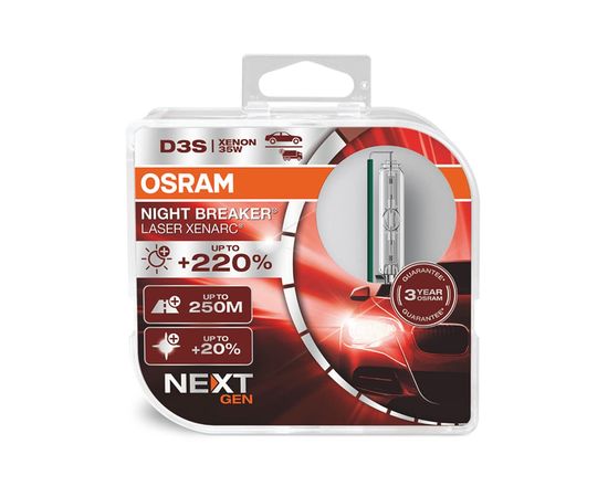 OSRAM D3S Spuldžu komplekts 35W 12V NB LASER+220% NEXT GEN.