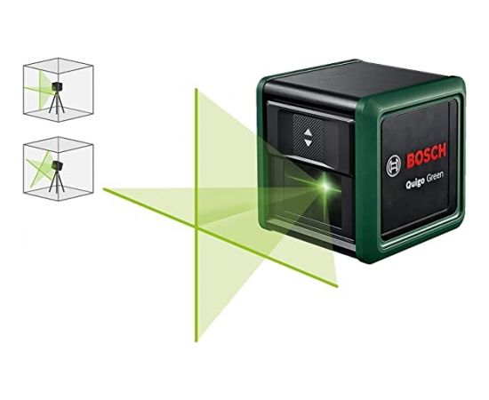 Bosch Cross line laser Quigo Green II, with clamp (green/black, green laser lines, range 10 meters)
