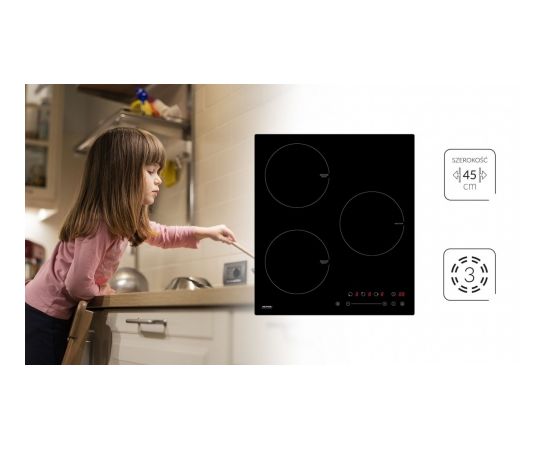 MPM 45-IM-07 Black Built-in 45 cm Zoneless induction hob 3 zone(s)