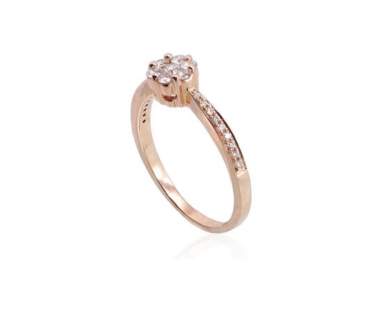 Золотое кольцо #1100204(Au-R)_DI, Красное Золото 585°, Бриллианты (0,36Ct), Размер: 18.5, 2.06 гр.