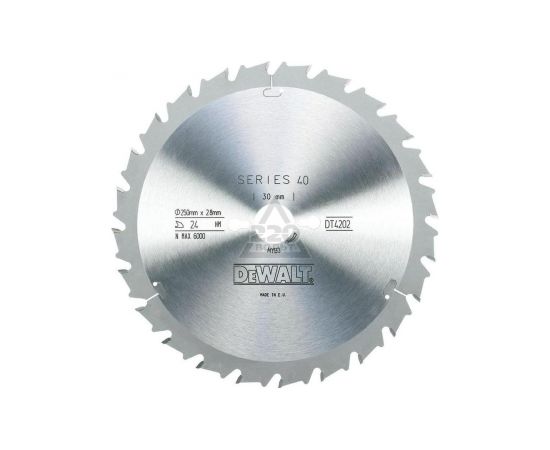 Griešanas disks kokam DeWalt; 250x2,8x30,0 mm; Z24; 10°