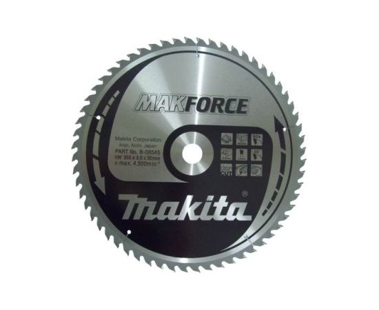 Griešanas disks kokam Makita; 355x3x30,0 mm; Z60; 20°