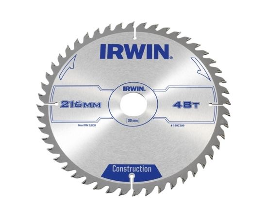 Griešanas disks kokam Irwin; 216x2,5x30,0 mm; Z48