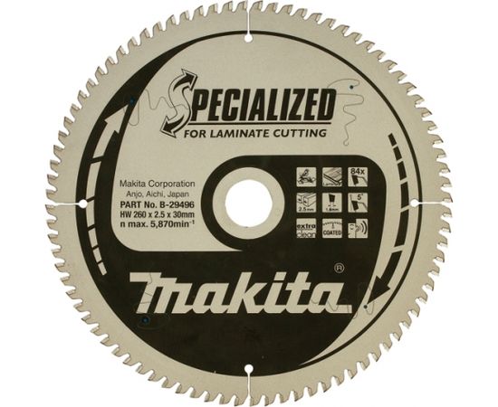 Griešanas disks laminātam Makita; 260x2,5x30,0 mm; Z84; 5°