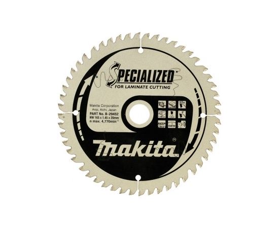 Griešanas disks laminātam Makita; 165x1,45x20,0 mm; Z52; 5°