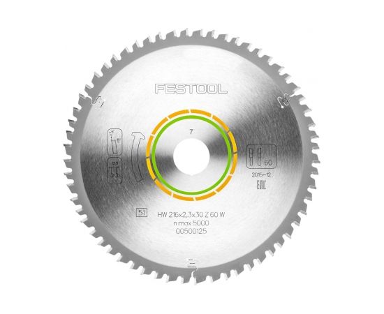 Griešanas disks kokam Festool; 216x2,3x30,0 mm; Z60; -5°