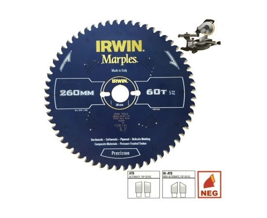 Griešanas disks kokam Irwin; 250x3,2x30,0 mm; Z60