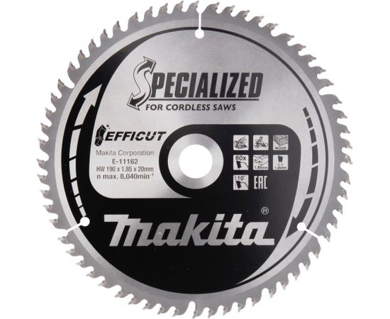 Griešanas disks kokam Makita E-11162 TCT; 190x20x1,85 mm