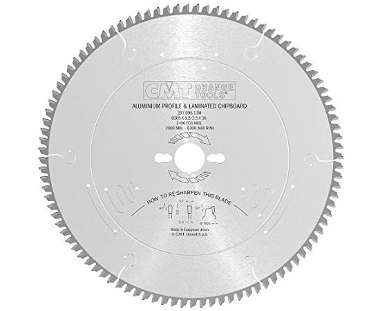 Griešanas disks laminātam CMT 297; 305x3,2x30; Z96; -6°