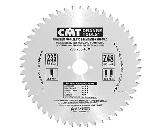 Griešanas disks alumīnijam CMT 296; 235x2,8x30; Z48; -6°