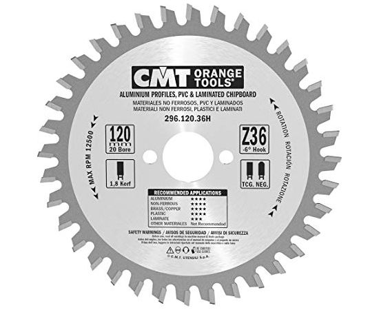 Griešanas disks alumīnijam CMT 296; 120x1,8x20; Z36; -6°