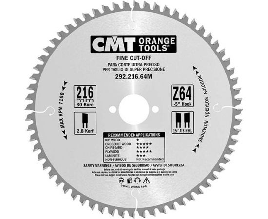 Griešanas disks kokam CMT 292; 240x2,8x30; Z48; 15°