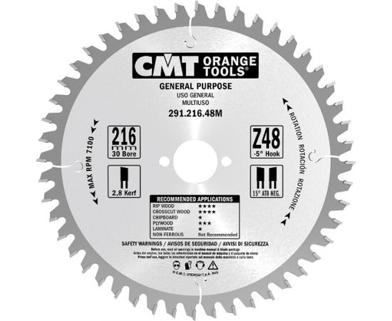 Griešanas disks kokam CMT 291; 230x2,8x30; Z36; 15°