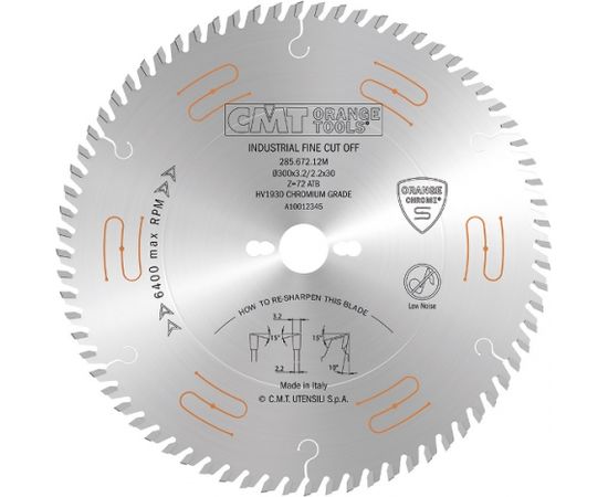 Griešanas disks kokam CMT 285; 400x3.5x30; Z60; 10°