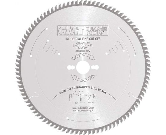 Griešanas disks kokam CMT 285; 300x3,2x30; Z96; 5°