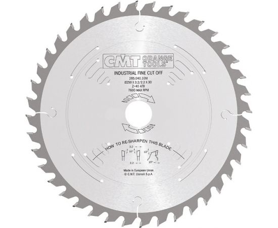 Griešanas disks kokam CMT 285; 250x3,2x35; Z60; 10°