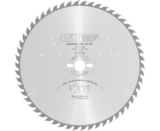 Griešanas disks kokam CMT 285; 350x3.5x30; Z54; 15°