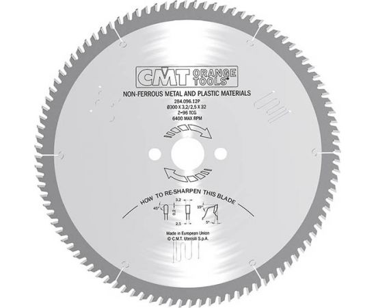 Griešanas disks alumīnijam CMT 284; 350x3,2x32; Z108; 5°