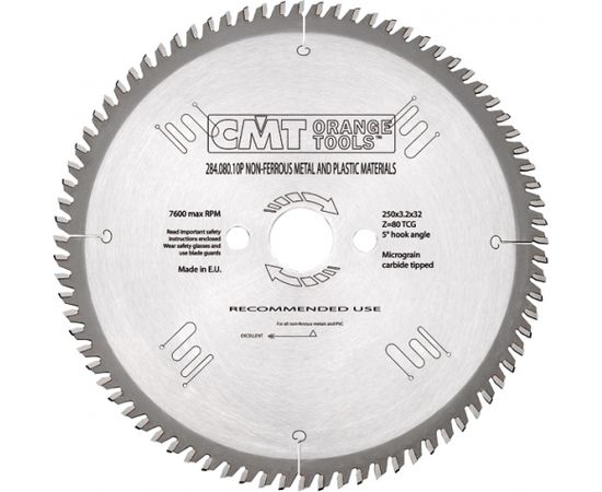 Griešanas disks alumīnijam CMT 284; 250x3,2x32; Z80; 5°