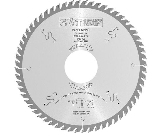 Griešanas disks kokam CMT 282; 430x4.4x75; Z72; 16°