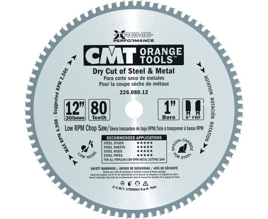 Griešanas disks metālam CMT 226; 305x2.2x25.4; Z80; 8°