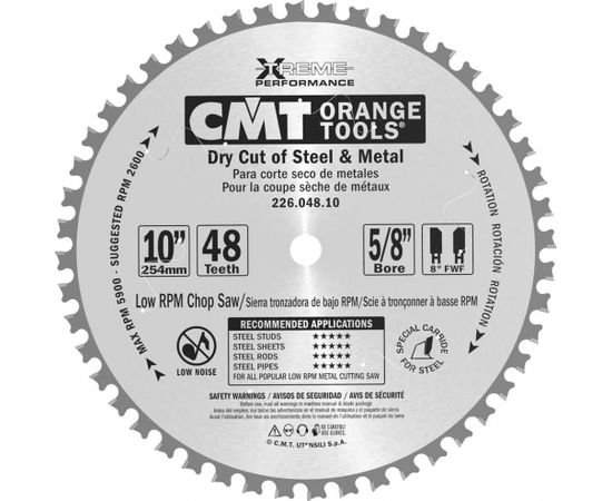 Griešanas disks metālam CMT 226; 254x2,2x15,87 mm; Z48; 0°