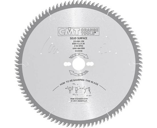 Griešanas disks kokam CMT 223; 250x3.2x30; Z72; 0°