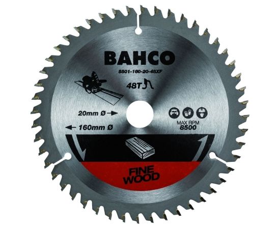Griešanas disks kokam Bahco 8501-165-20-48XF; 165x20 mm; 48T; 5°