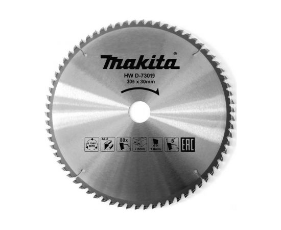 Griešanas disks alumīnijam Makita; 305x2,8x30,0 mm; Z80; 5°