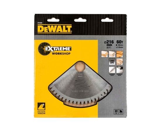 Griešanas disks kokam DeWalt; 216x3x30,0 mm; Z60; 10°