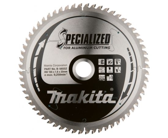 Griešanas disks alumīnijam Makita; 165x1,8x20,0 mm; Z60; 5°