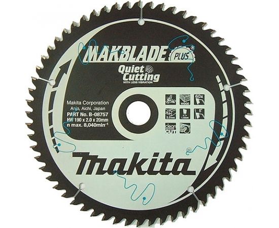 Griešanas disks kokam Makita MAKBLADE; 190x2x20,0 mm; Z60; 15°