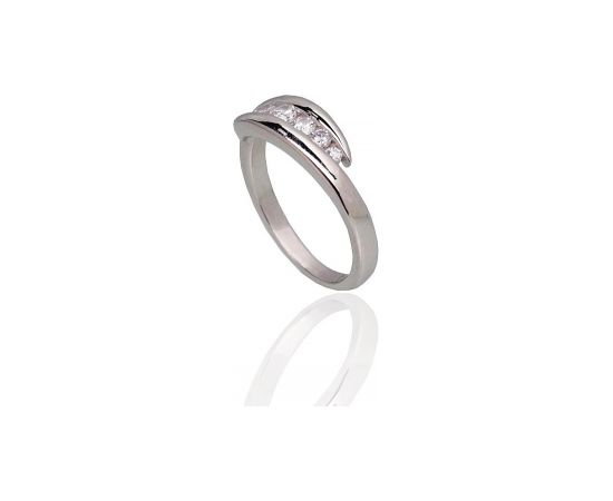 Серебряное кольцо #2101803(PRh-Gr)_CZ, Серебро 925°, родий (покрытие), Цирконы, Размер: 18, 3.2 гр.