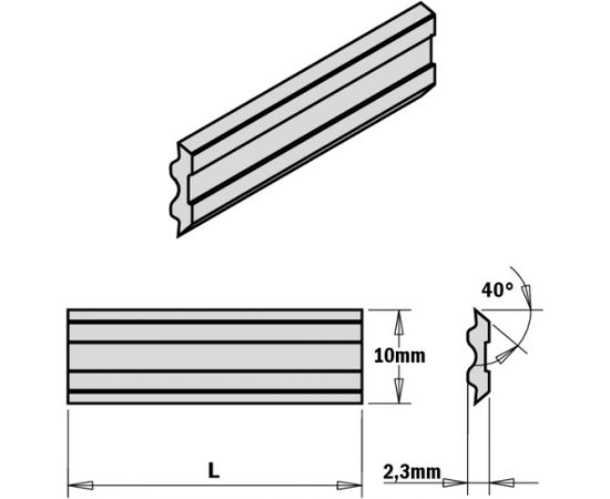 Ēveles asmeņi CMT 795.930.10; 930x10x2,3 mm; 2 gab.