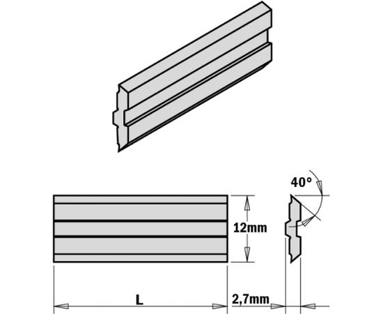 Ēveles asmeņi CMT 795.630.12; 630x12x2,7 mm; 2 gab.