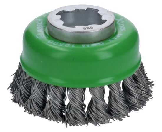 Bosch X-LOCK cup brush Heavy for Inox 75mm, knotted type (75mm diameter, 0.5 mm wire)