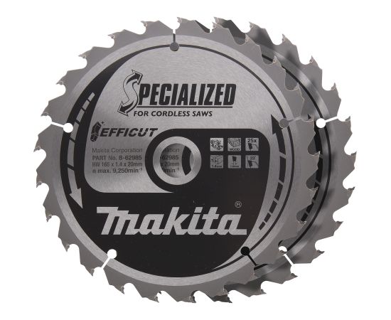 Griešanas disks Makita B-62985-2; 165x1,4x20 mm; Z25; 23°; 2 gab.