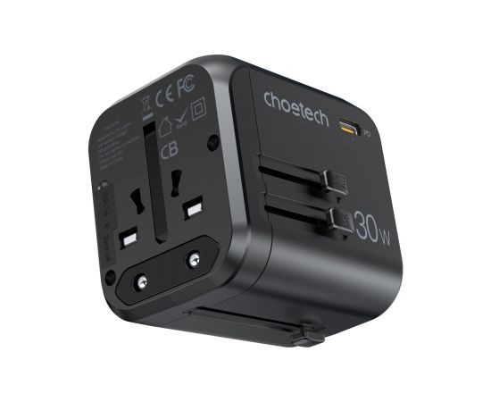 Choetech Fast Universal GaN USB Travel Charger Type C | 3 x USB-A 30W Power Delivery Black (PD5008-BK)