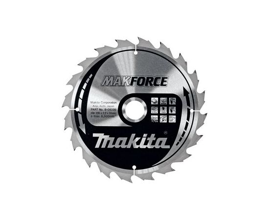 Griešanas disks kokam Makita MakForce; 230x2,3x30 mm; Z24; 20°