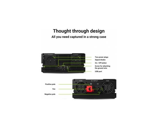 Strāvas pārveidotājs Green Cell Car Power Inverter Green Cell 24V to 230V 3000W/ 6000W