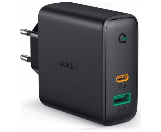 Aukey AUEKY PA-D1 Wall charger 1x USB 1x USB-C Power Delivery 3.0 Dynamic Detect 30W Black