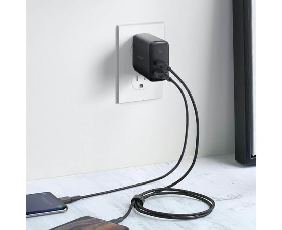 Aukey AUEKY PA-D1 Wall charger 1x USB 1x USB-C Power Delivery 3.0 Dynamic Detect 30W Black