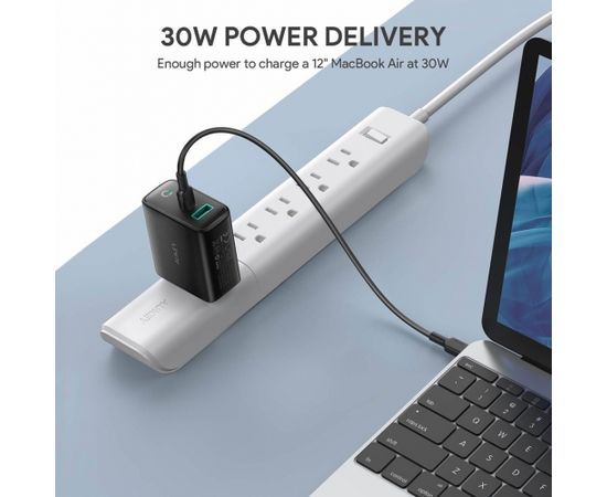 Aukey AUEKY PA-D1 Wall charger 1x USB 1x USB-C Power Delivery 3.0 Dynamic Detect 30W Black