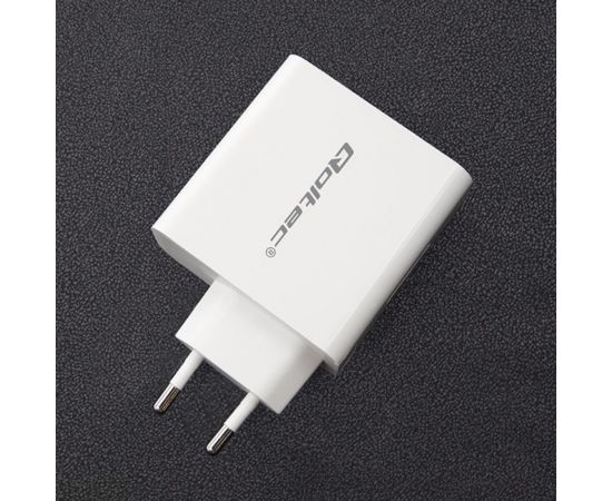 Qoltec 51715 Charger| 63W | 5-20V | 1.5-3A | USB type C PD | USB QC 3.0 | White