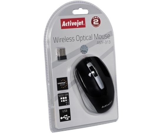 Activejet AMY-313 wireless computer mouse (optical; 1200 DPI; black)