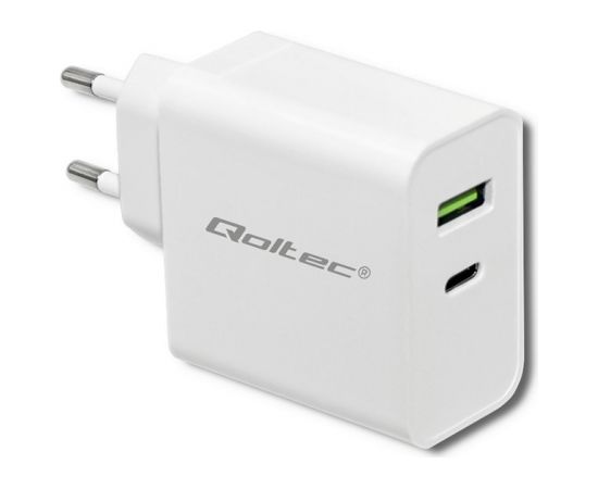 Qoltec 51718 Charger | 45W | 5-20V | 2.4-3A | USB type C PD | USB | White